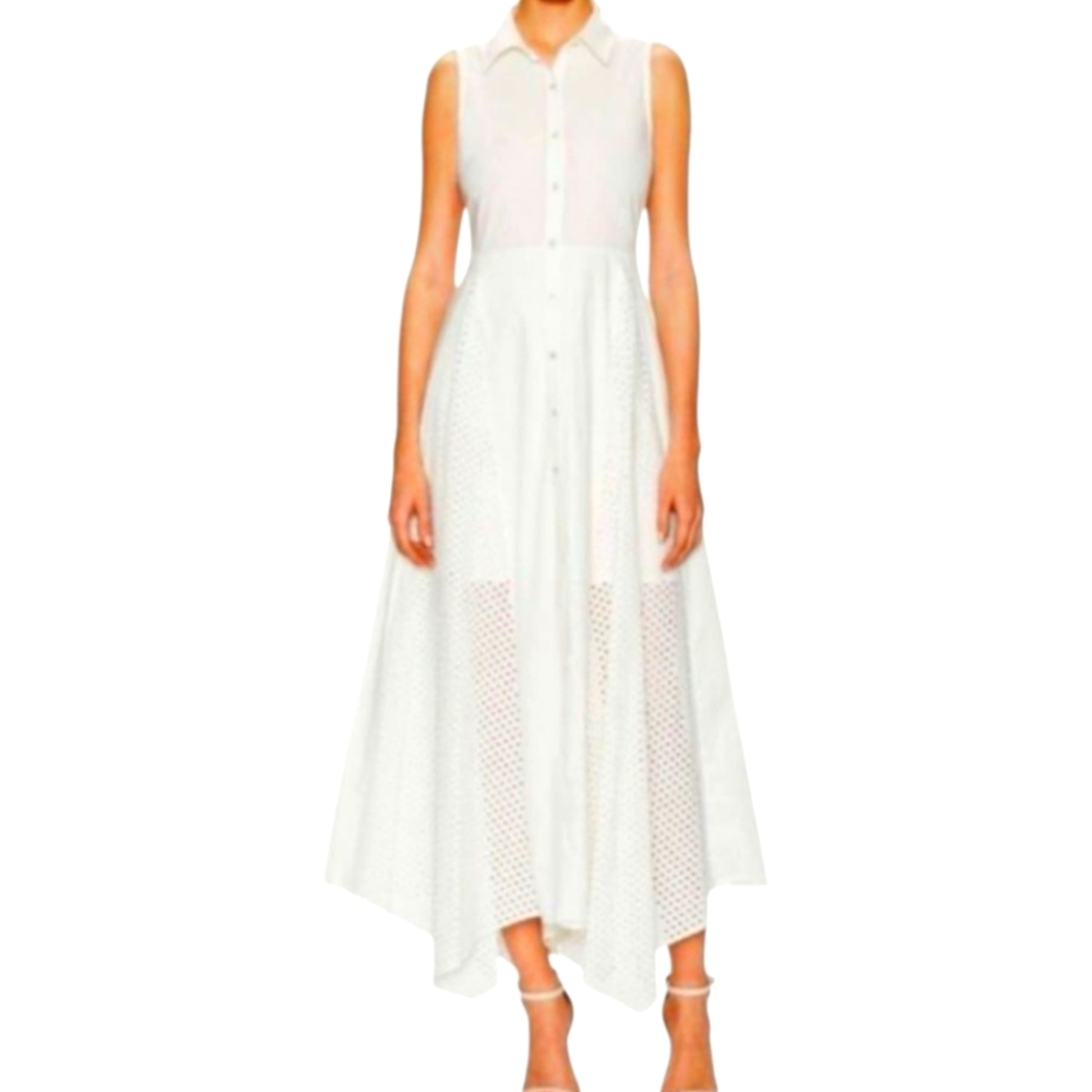 Marissa Webb Magdalena Eyelet Dress Size 6 Belted 100% Cotton